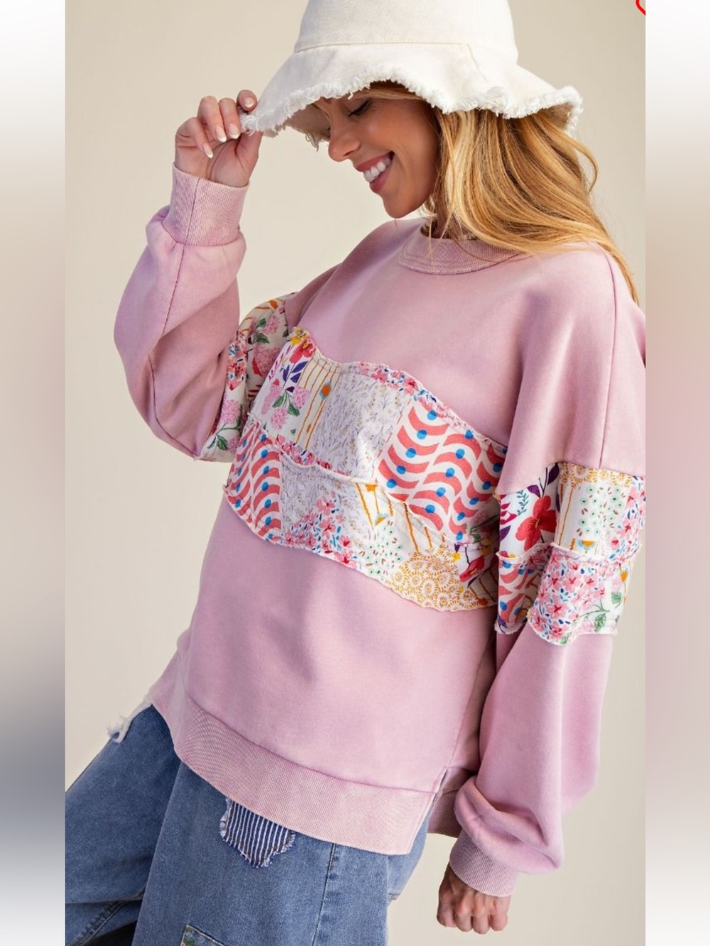 472 EASEL PRINT MX WASHED KNIT PULLOVER